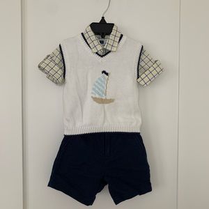 6-12mths Boy Janie & Jack Set. Shorts, Shirt, Vest